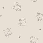 Tissu éponge stretch - oiseaux sable