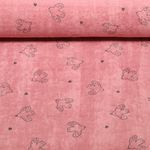 Stretchfrottee - Vögel Altrosa