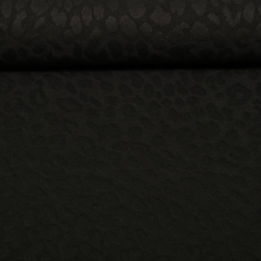 Jacquard Strickjersey - Ton-in-Ton Leo Muster Schwarz