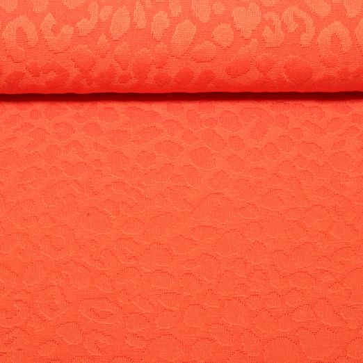 Jacquard Strickjersey - Ton-in-Ton Leo Muster Orange