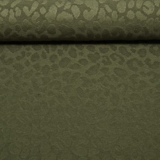 Jacquard Strickjersey - Ton-in-Ton Leo Muster Olive