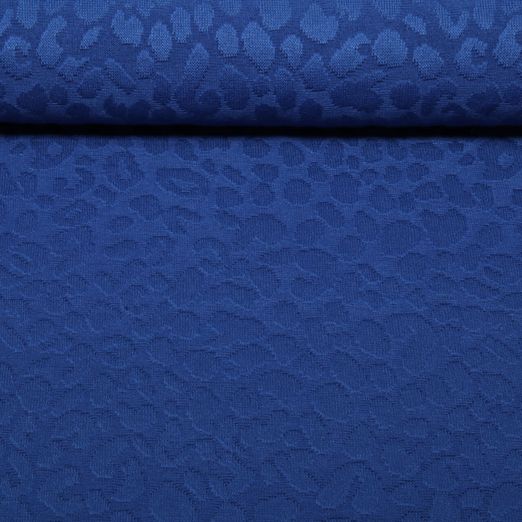 Jacquard Strickjersey - Ton-in-Ton Leo Muster Blau