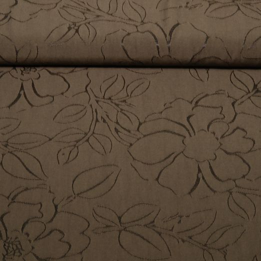 Jacquard Viskose - Blumen Braun