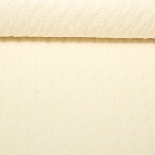 Viskose-Stricksweat - Zopfmuster Uni Ecru 