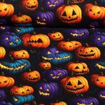 Sommersweat - French Terry Digitaldruck Halloween Kürbisse Multicolor