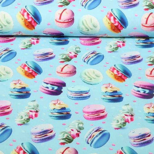 Jersey - Digitaldruck Macarons Hellblau