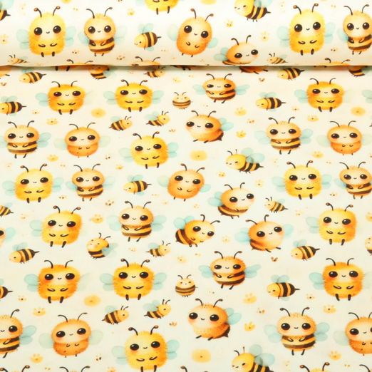 Jersey - Digitaldruck Bienen Ecru Multicolor