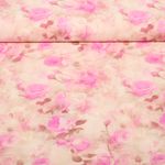 Popeline viscose - Impression digitale Roses Rose