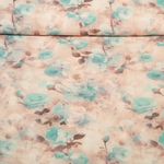 Viskose-Popeline - Digitaldruck Rosen Beige Türkis