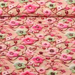 Popeline viscose - Impression digitale 3D Petites fleurs Rose vif