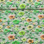 Viskose-Popeline - Digitaldruck 3D Blümchen Grün