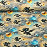 Jersey - Digitaldruck Kleiner Drache Beige