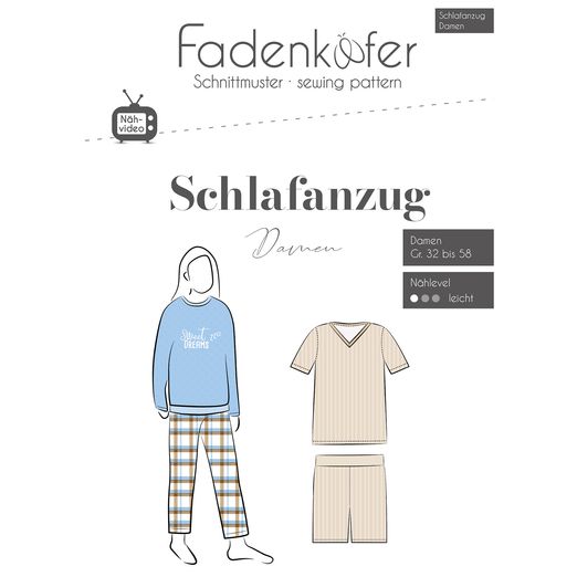 Pyjama - Schlafanzug Damen - Papierschnittmuster