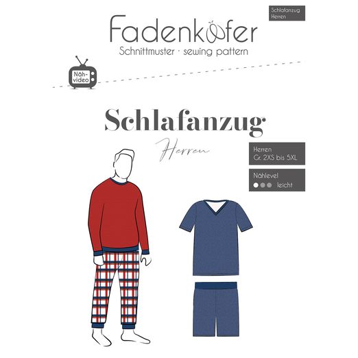 Pyjama - Schlafanzug Herren - Papierschnittmuster