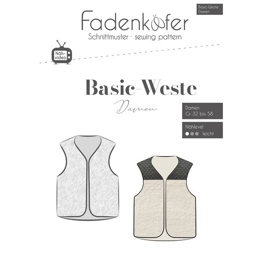 Basic-Weste Damen - Papierschnittmuster