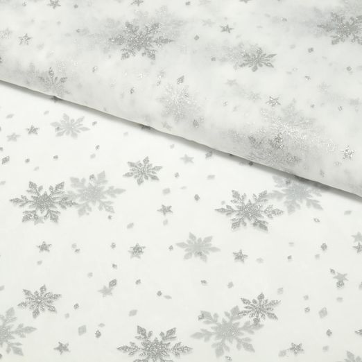 Softtüll - Frozen Ecru Silber