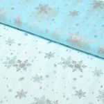 Softtüll - Eiskristalle Himmelblau Silber