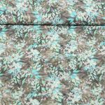 Viskose-Popeline - Digitaldruck Blätter Blumen Türkis