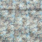 Viskose-Popeline - Digitaldruck Blätter Blumen Hellblau