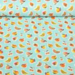 Baumwoll Webware - Früchte Türkis