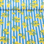 Baumwoll Webware - Streifen Zitronen Blau