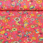 Baumwoll Webware - Blumen Boho Pink