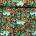 Baumwoll Webware - Palmen Schwarz Multicolor