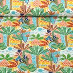 Baumwoll Webware - Palmen Weiß Multicolor
