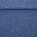 Gaze de coton - Double Gaze Pois Doré Bleu jeans
