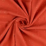 Puuvillamušeliini - Double Gauze kultaiset pisteet tummanlohen värinen