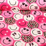 Sommersweat - French Terry Digitaldruck Smileys Leo Pink