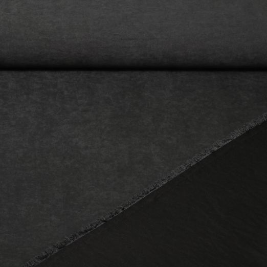 Satin - Cupro Touch Uni Schwarz Gewaschen