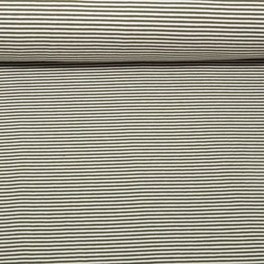 Jacquard Jersey - Streifen Mini Ecru Armygrün