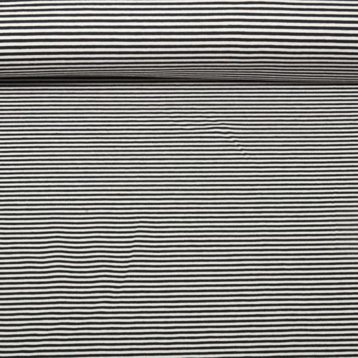 Jacquard Jersey - Streifen Mini Ecru Schwarzblau