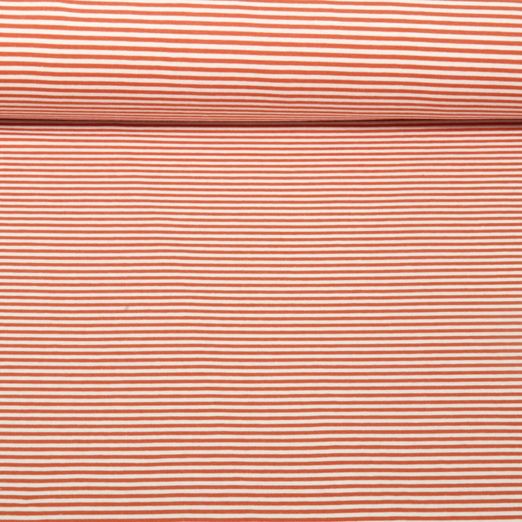 Jacquard Jersey - Streifen Mini Ecru Ziegelrot