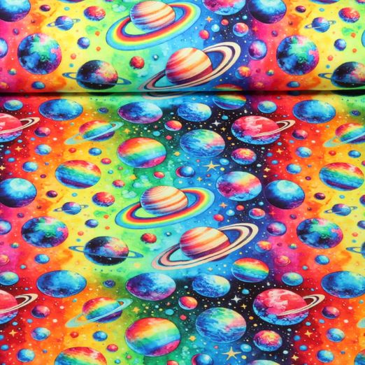 Jersey - Digitaldruck Buntes Weltall Multicolor