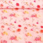 Viskose-Popeline - Digitaldruck Blüten Rosa