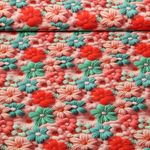 Viskose-Popeline - Digitaldruck Strickblumen Rosa
