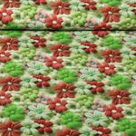 Viskose-Popeline - Digitaldruck Strickblumen Grün