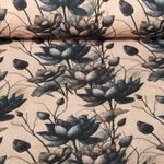 Baumwoll-Musselin - Double Gauze Digitaldruck Blumen Beige Blau