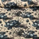 Baumwoll-Musselin - Double Gauze Digitaldruck Blumen Sand Blau