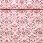 Toile de coton - Maison de campagne Ornements Ecru Rose
