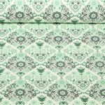 Toile de coton - Maison de campagne Ornements Ecru Vert