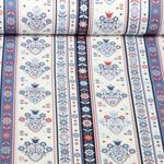 Toile de coton - Maison de campagne Frises Ecru Bleu clair