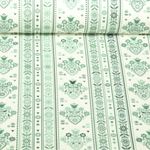 Toile de coton - Maison de campagne Frises Ecru Vert
