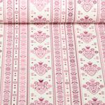 Toile de coton - Maison de campagne Frises Ecru Rose