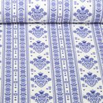 Toile de coton - Maison de campagne Frises Bleu encre