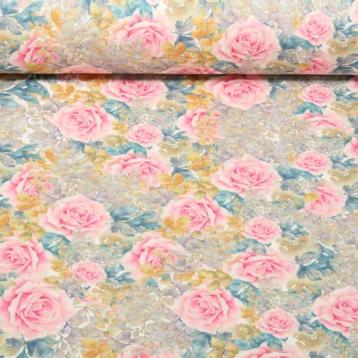 Baumwoll-Canvas - Rosenaquarell Rosa