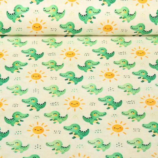 Jersey - Digitaldruck Kleine Dinos Ecru