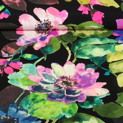 Viskose-Popeline - Digitaldruck Blüten Multicolor